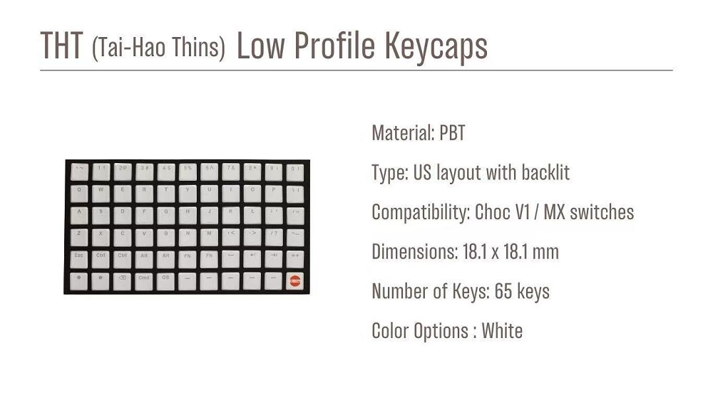 Taihao THT White Keycap Thins  – Gaming Keyboard Ergo recenzja i cena